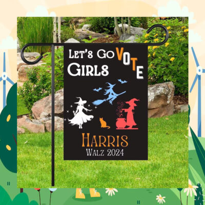 Let's Go Girls Vote Harris Walz 2024 Halloween Flag