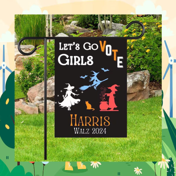 Let's Go Girls Vote Harris Walz 2024 Halloween Flag