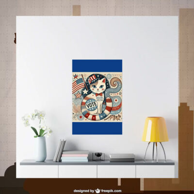 Meow Vote Kamala Democracy Poster