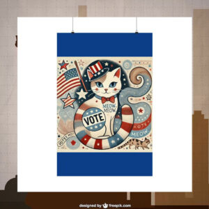 Meow Vote Kamala Democracy Poster