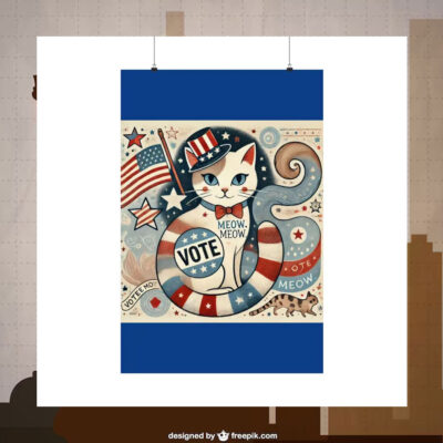 Meow Vote Kamala Democracy Poster