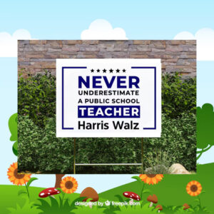 Never Underestimate A Public School Teacher For Harris Walz Yard Sign