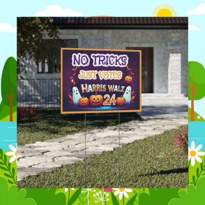 No Trick Just Votes Harris Walz 2024 Halloween Yard Sign