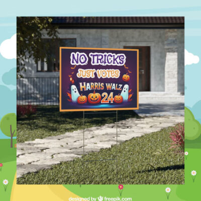 No tricks Just Votes Harris Walz 2024 Halloween Yard Sign