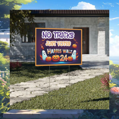 No tricks Just Votes Kamala Harris Walz 2024 Halloween Yard Sign