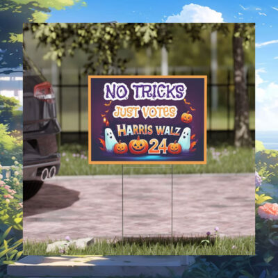 No tricks Just Votes Kamala Harris Walz 2024 Halloween Yard Sign
