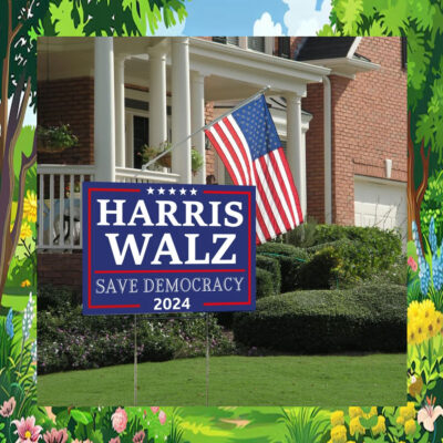Official Harris Walz Save Democracy 2024 Yard Sign