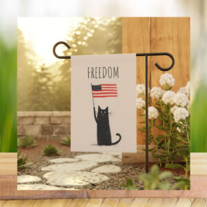 Patriotic Black Cat Freedom Kamala Garden Flag