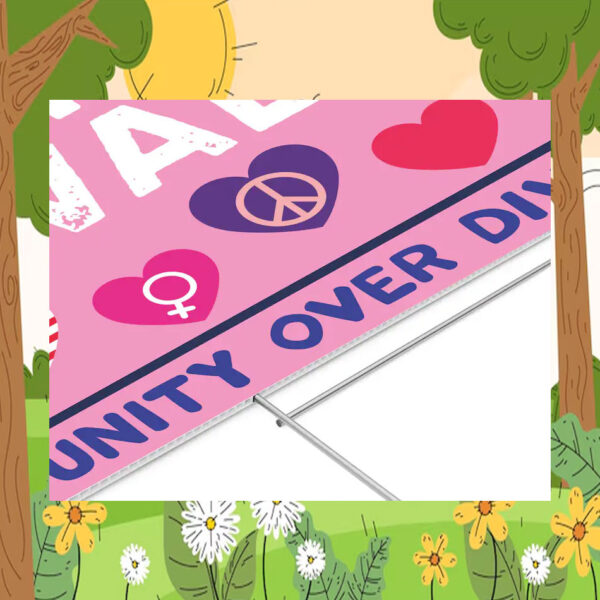 Pink Harris Walz Unity Over Division Yard Sign