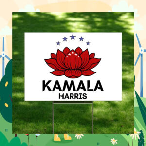 Red Lotus Flower For Kamala Yard Sign