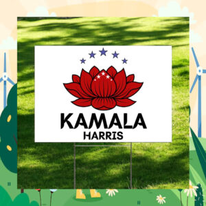 Red Lotus Flower For Kamala Yard Sign