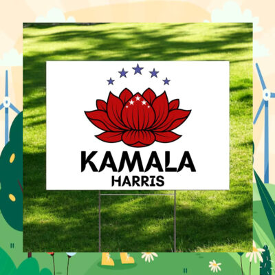 Red Lotus Flower For Kamala Yard Sign