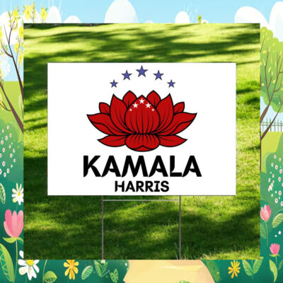 Red Lotus For Kamala Harris Yard Sign