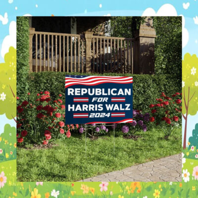 Republican For Harris Walz 2024 Democracy Election Yard Sign