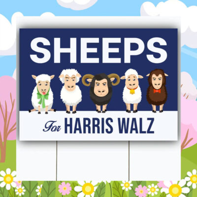Sheeps For Harris Walz Yard Sign