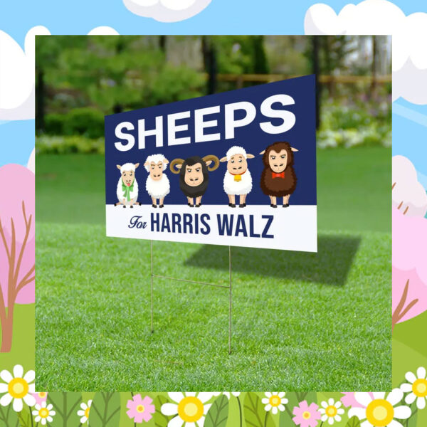 Sheeps For Harris Walz Yard Sign