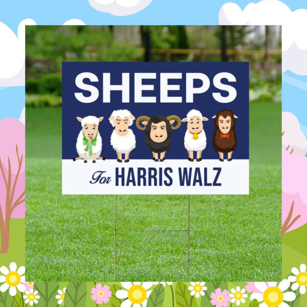 Sheeps For Harris Walz Yard Sign