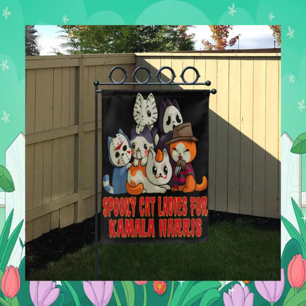 Spooky Cat Ladies For Kamala Harris Halloween Flag