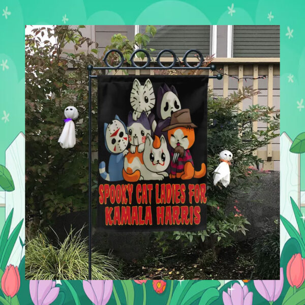 Spooky Cat Ladies For Kamala Harris Halloween Flag