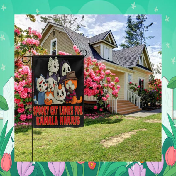 Spooky Cat Ladies For Kamala Harris Halloween Flag