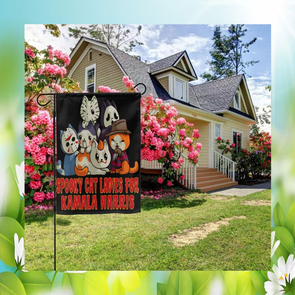 Spooky Cat Ladies For Kamala Harris Halloween Flags