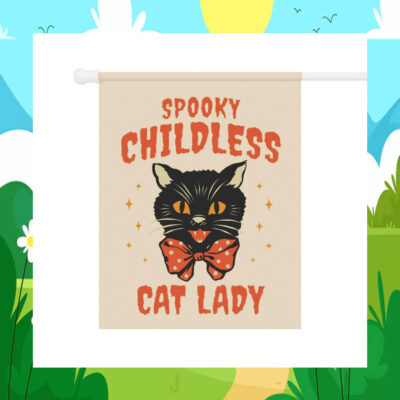 Spooky Childless Cat Lady For Kamala Harris Flag