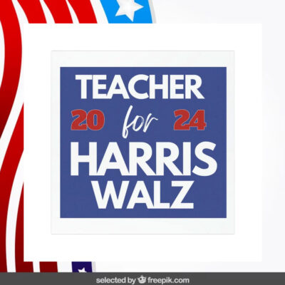 Teacher For Harris Walz 2024 Car Magnet