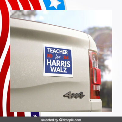 Teacher For Harris Walz 2024 Car Magnet