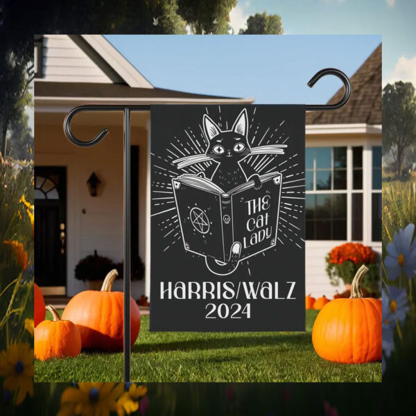 The Cat Lady Harris/Walz 2024 Halloween Flag