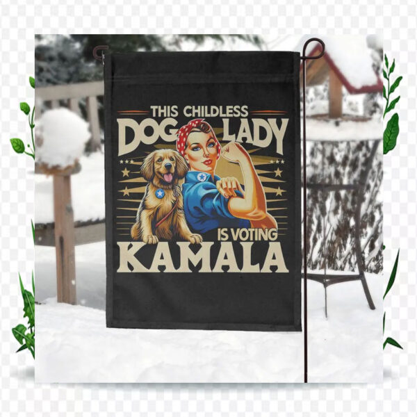 This Childless Dog Lady Is Voting Kamala Election Flag