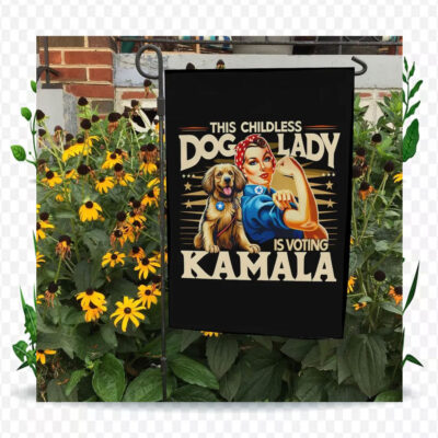 This Childless Dog Lady Is Voting Kamala Election Flag