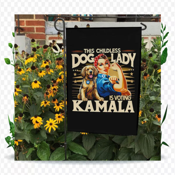 This Childless Dog Lady Is Voting Kamala Election Flag