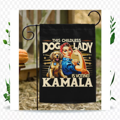This Childless Dog Lady Is Voting Kamala Election Flag