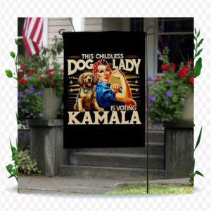 This Childless Dog Lady Is Voting Kamala Election Flag