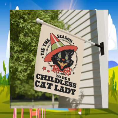 Tis The Season To Be A Childless Cat Lady For Harris Halloween Flag