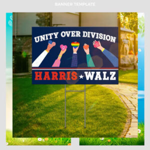 Unity Over Division Harris Walz 2024 Political Yard Sign