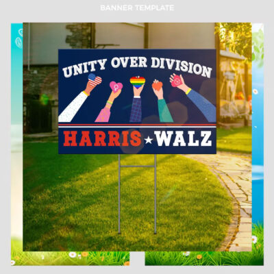 Unity Over Division Harris Walz 2024 Political Yard Sign