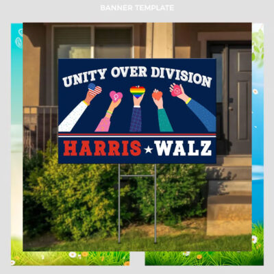 Unity Over Division Harris Walz 2024 Political Yard Sign