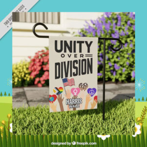 Unity Over Division Harris Walz Garden Flag
