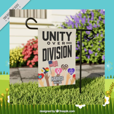 Unity Over Division Harris Walz Garden Flag