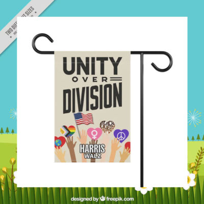 Unity Over Division Harris Walz Garden Flag