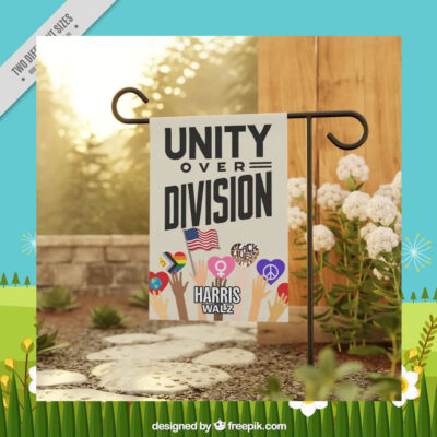 Unity Over Division Harris Walz Garden Flag
