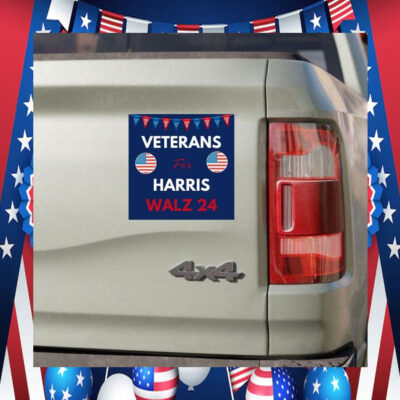 Veterans For Harris Walz 24 Car Magnet