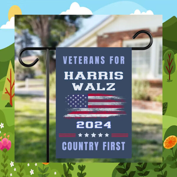 Veterans For Harris Walz 24 Country First Garden Flags