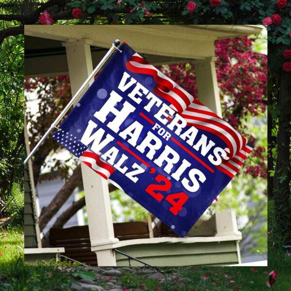 Veterans For Harris Walz 24 House Flags