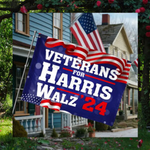 Veterans For Harris Walz 24 House Flags
