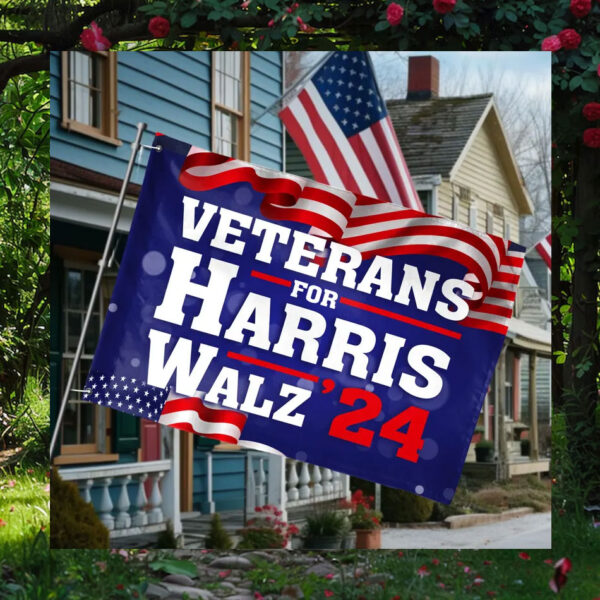 Veterans For Harris Walz 24 House Flags