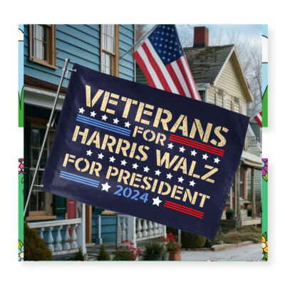 Veterans For Harris Walz For President 2024 House Flag
