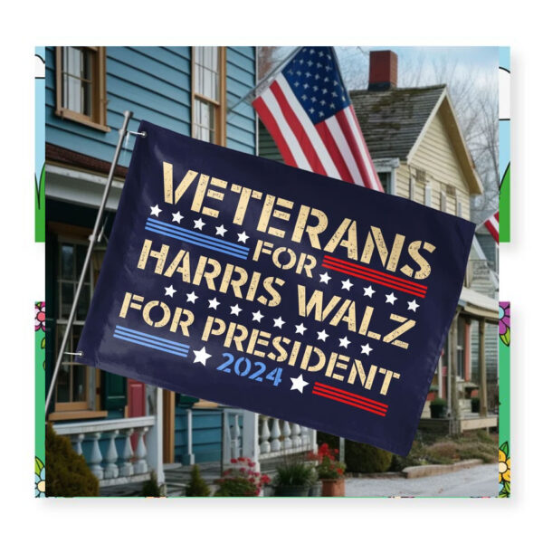 Veterans For Harris Walz For President 2024 House Flag