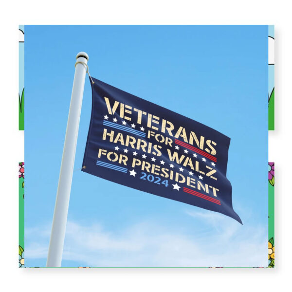 Veterans For Harris Walz For President 2024 House Flag